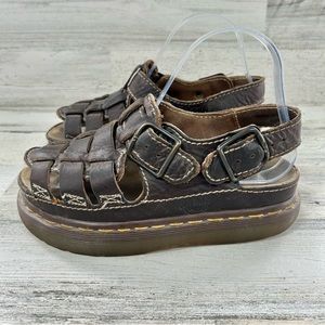 DR. MARTENS Vintage Slingback Brown Leather Buckle Sandals 6